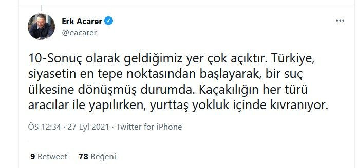 Sedat Peker'in tweetlerini paylaşan Erk Acarer'den yeni bomba paylaşımlar... Binali Yıldırım ve oğlu Erkam Yıldırım’ı hedef aldı - Sayfa:10