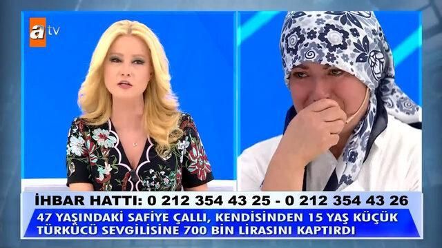 Müge Anlı'da bir ilginç olay daha yaşandı. Ordu'da yaşayan Safiye Çallı, sosyal medyadan tanıştığı kendisinden 15 yaş küçük türkücü Cüneyt'e 700 bin TL kaptırdı! - Sayfa:1