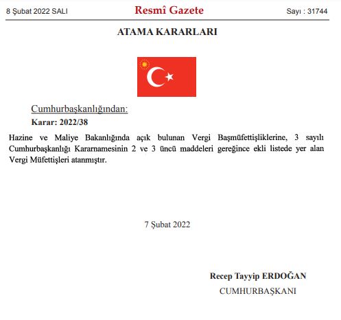 Hazine Bakanlığı'na kritik atamalar yapıldı! 100'lerce vergi müfettişi atandı. Atama kararları Cumhurbaşkanı Erdoğan'ın imzası ile yayımlandı - Sayfa:1