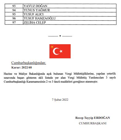 Hazine Bakanlığı'na kritik atamalar yapıldı! 100'lerce vergi müfettişi atandı. Atama kararları Cumhurbaşkanı Erdoğan'ın imzası ile yayımlandı - Sayfa:11