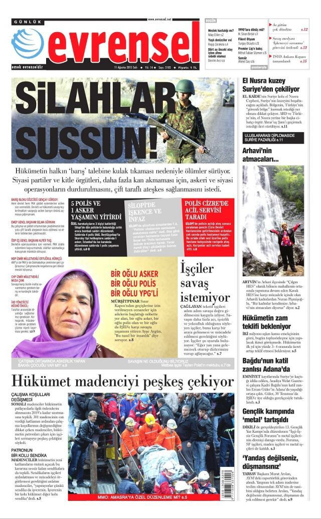 Manşetler de kana bulandı - Sayfa:1