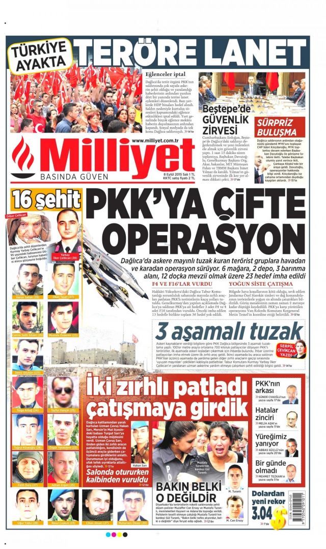 Manşetlere acı düştü - Sayfa:1